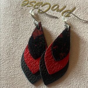 Elegant Black and Red Layered Earrings